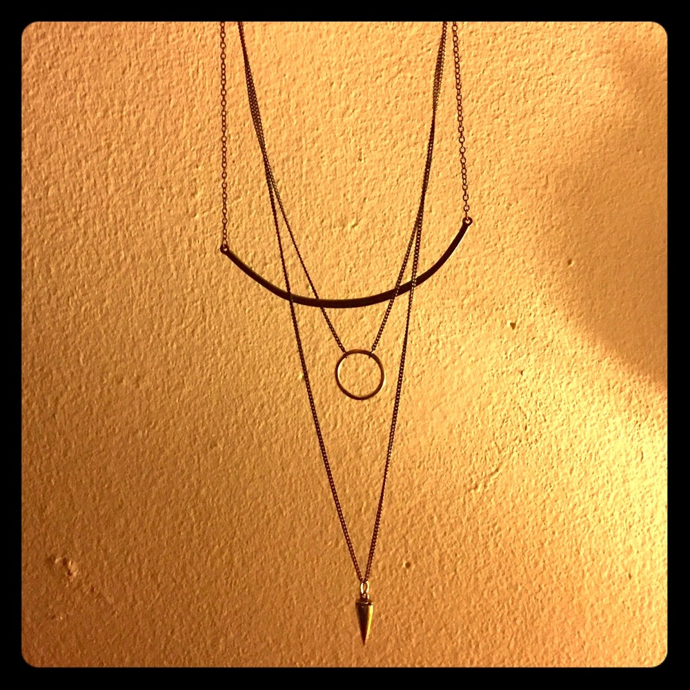Bar, Circle & Droplet ~ Triple Pewter Chain